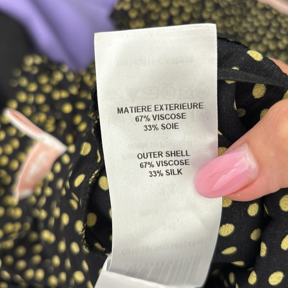 SeeByChloe Black Yellow Polka Dot Ruffle Midi Dress - Picture 6 of 6